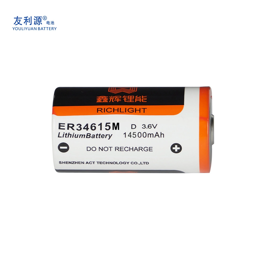 Long Cycle Life 3.6V Er34615m Lithium Battery 14500mAh Large Capacity Li-Socl2 Battery for Flash Lights Alarm Systems Toys